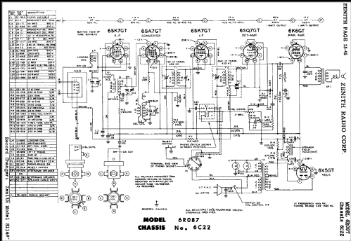 6R087 Conventional Ch= 6C22; Zenith Radio Corp.; (ID = 490357) Radio