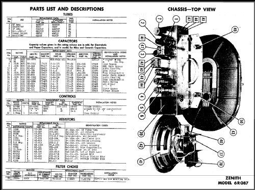 6R087 Conventional Ch= 6C22; Zenith Radio Corp.; (ID = 490361) Radio