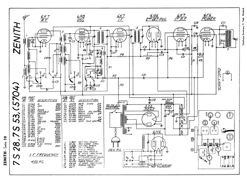 7S53 Ch=5704 Radio Zenith Radio Corp.; Chicago, IL, build | Radiomuseum