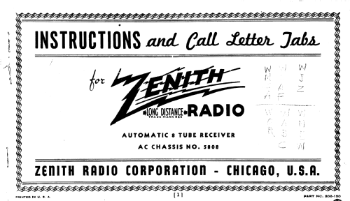 8S443 8-S 443 Ch= 5808; Zenith Radio Corp.; (ID = 2857170) Radio