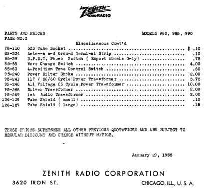 980 Ch= 1201; Zenith Radio Corp.; (ID = 338239) Radio