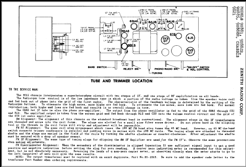 9H885 Ch= 9E21; Zenith Radio Corp.; (ID = 320267) Radio