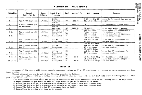 9H984LP Ch= 9F22; Zenith Radio Corp.; (ID = 320748) Radio