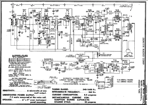 7ML081 Continental Ch= 7C80; Zenith Radio Corp.; (ID = 316512) Autoradio