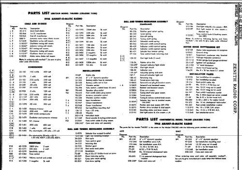 7ML081 Continental Ch= 7C80; Zenith Radio Corp.; (ID = 316516) Autoradio