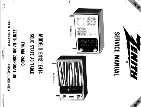 E 412W ; Zenith Radio Corp.; (ID = 1222023) Radio