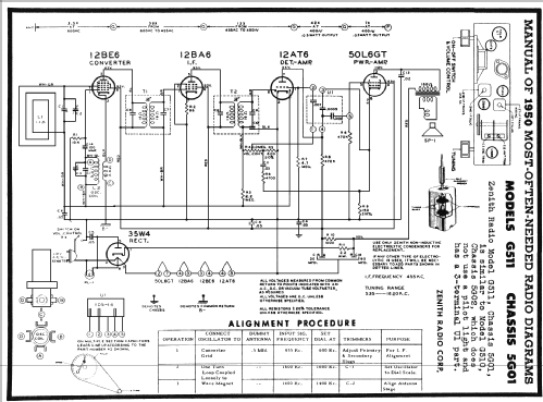 G511 Ch= 5G01; Zenith Radio Corp.; (ID = 117988) Radio