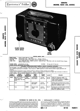 H615 Ch= 6G05; Zenith Radio Corp.; (ID = 2940812) Radio