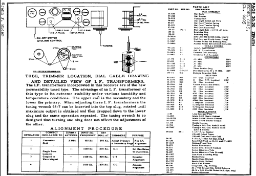 H615W Ch=6G05; Zenith Radio Corp.; (ID = 906889) Radio