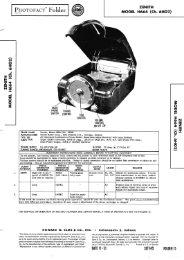 H664 Ch= 6H02; Zenith Radio Corp.; (ID = 2970648) Radio