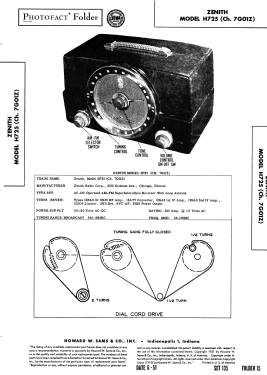 H725 Ch= 7G01Z; Zenith Radio Corp.; (ID = 2929188) Radio