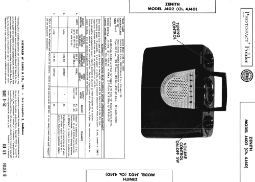 J402Y Ch= 4J40; Zenith Radio Corp.; (ID = 1528926) Radio