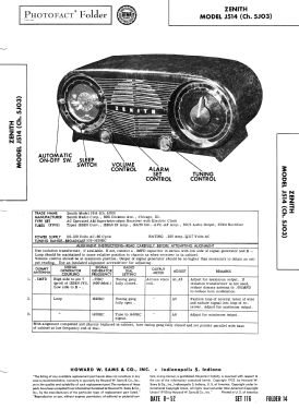 J514F Automatic Clock Radio Ch= 5J03; Zenith Radio Corp.; (ID = 3081045) Radio