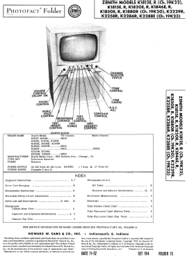 K1820R Ch= 19K22; Zenith Radio Corp.; (ID = 3103234) Television