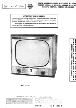 K2260R Ch= 21K20; Zenith Radio Corp.; (ID = 3117239) Television