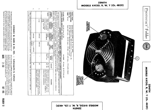 K412G Ch= 4K01; Zenith Radio Corp.; (ID = 505584) Radio