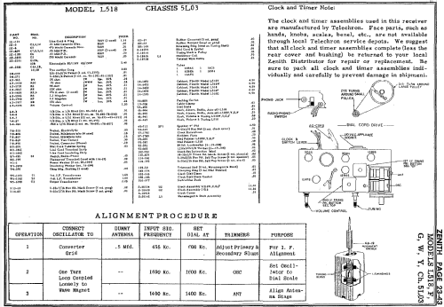 L518G Ch= 5L03; Zenith Radio Corp.; (ID = 124185) Radio