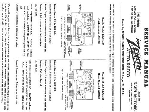 6MN496 Nash Ch=5676; Zenith Radio Corp.; (ID = 314396) Car Radio