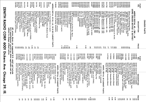 Royal 40 Ch= 6KT43Z1; Zenith Radio Corp.; (ID = 1604717) Radio