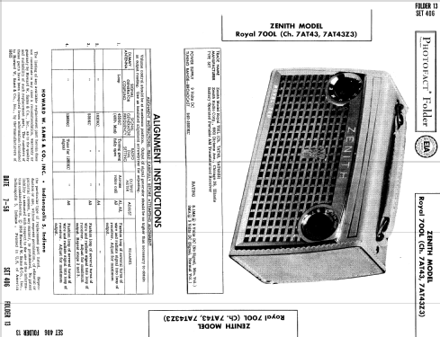 Royal 700L Ch= 7AT43; Zenith Radio Corp.; (ID = 810932) Radio