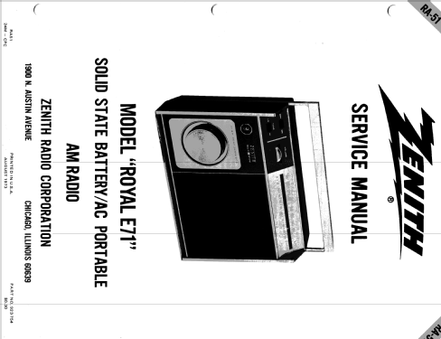 Royal E71 ; Zenith Radio Corp.; (ID = 1905504) Radio