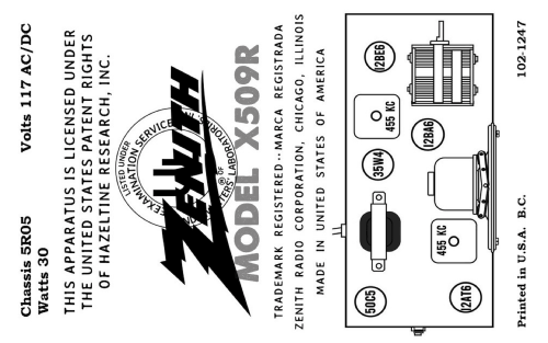 X509R ; Zenith Radio Corp.; (ID = 3116968) Radio