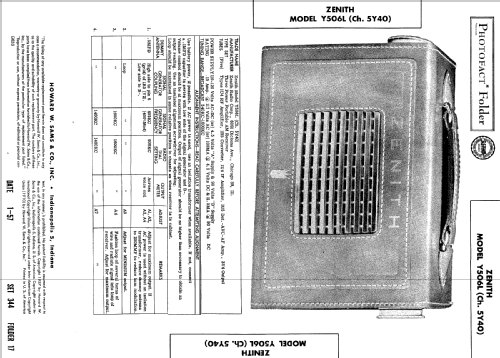 Y506L Ch= 5Y40; Zenith Radio Corp.; (ID = 506445) Radio