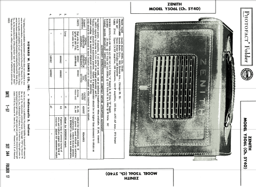 Y506L Ch= 5Y40; Zenith Radio Corp.; (ID = 1770489) Radio