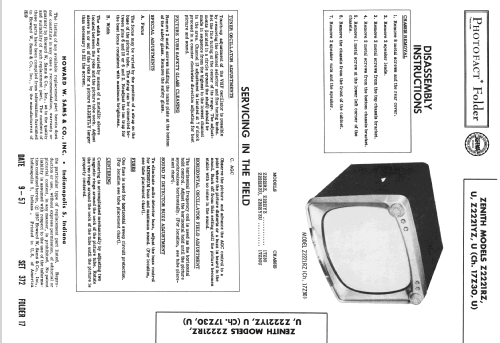 Z2221RZ Ch= 17Z30; Zenith Radio Corp.; (ID = 2444473) Television