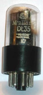 An original Mullard DL35 valve from my 1946 PYE L75B radio.